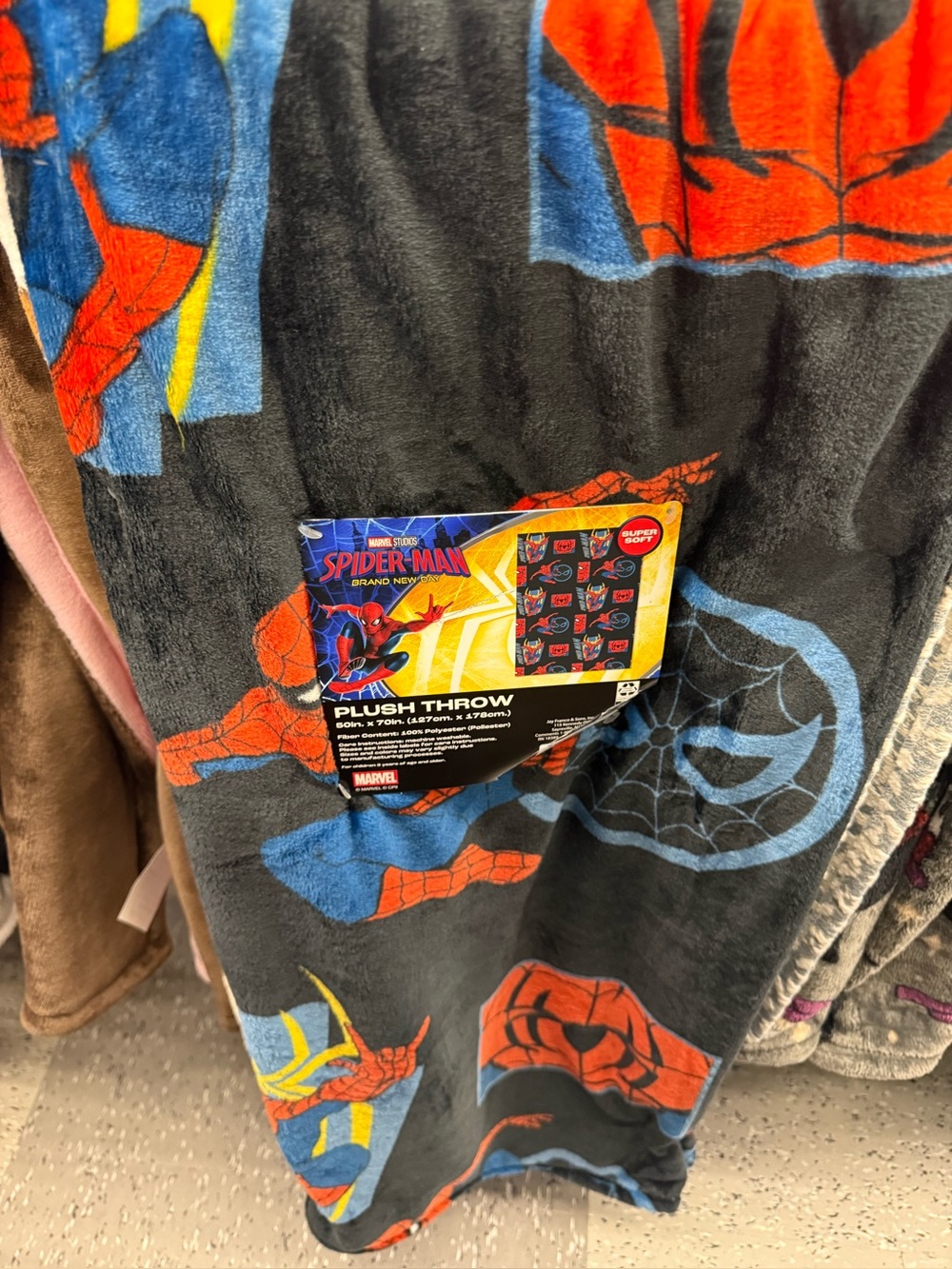 Marvel Spider-Man Plush Throw Blanket - Black, Red & Blue